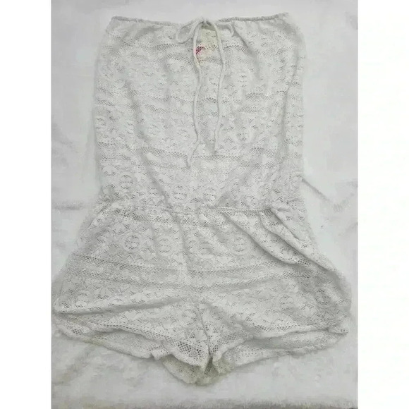 Victoria's Secret Women's Size M White Boho Strapless Romper Swim Coverup - Picture 1 of 8